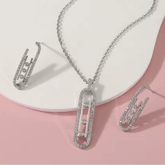 Anthropologie Silver Necklace and Earring Set